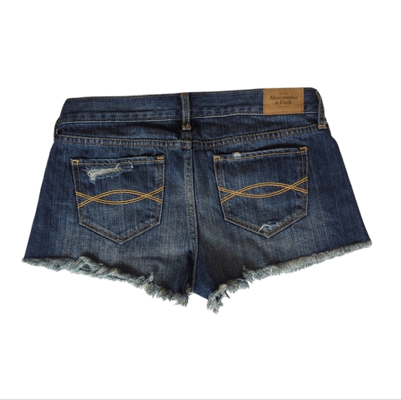 Abercrombie & Fitch Distressed Embellished Frayed Shortie Jean Shorts 0 ( W25) - Picture 8 of 16